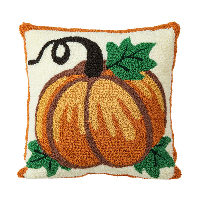 14"H Fall Hooked Pumpkin Pillow
