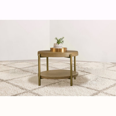Sand Wash Round End Table With Storage Shelf