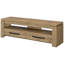 Meuble télé Mango Finish, deux tiroirs, style transitionnel, rangement spacieux, poignées en métal noir audacieux, dossier ouvert pour cordons, conception en bois d'ingénierie, compartiment de rangement, tablette, gestion des câbles
