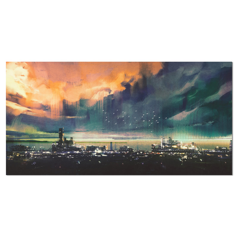 «Watercolor Abstract Sci-fi City», impression sur toile tendue, H 20 po x l 20 po x P 1 po