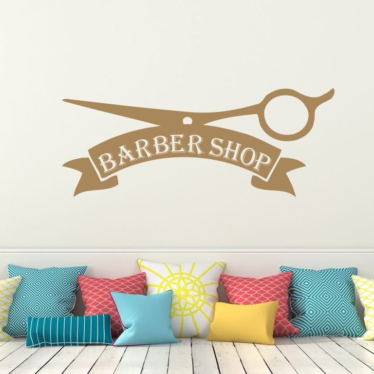 Décalcomanie murale magasin barber, Brun pâle