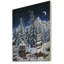 Elf maisons sous de grands arbres de Noël illuminés - reproduction d'art-35119439-35119437