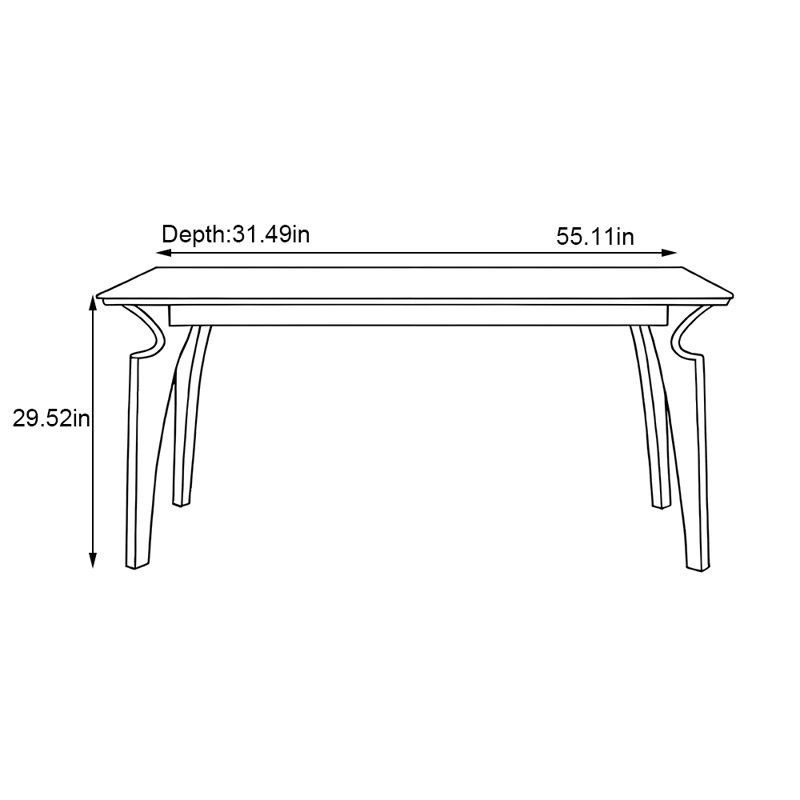 Rectangular rock slab solid wood table, 29.52"H x 55.11"L x 31.49"W