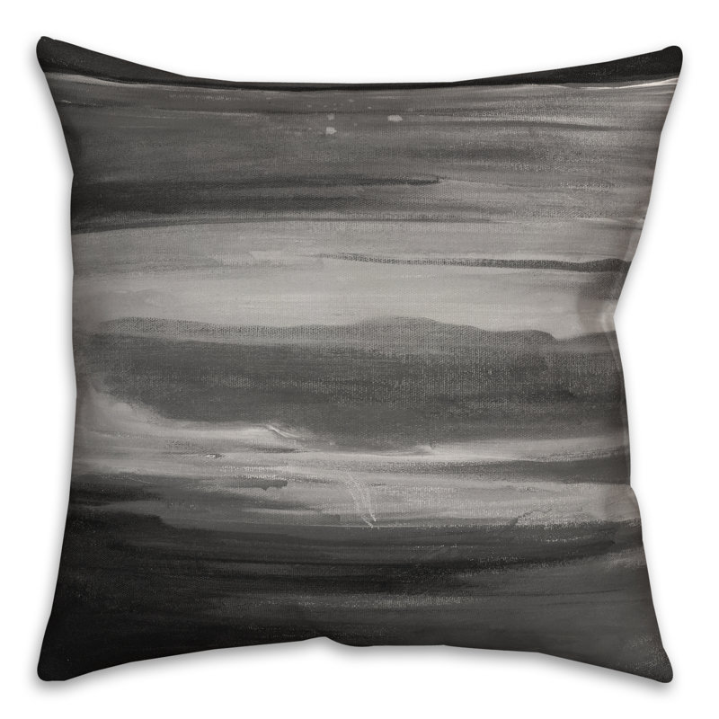 Abstract Outdoor Reversible Throw Pillow, Black
