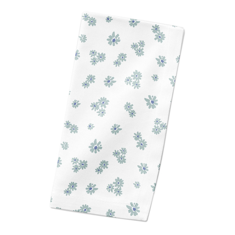 Serviette en coton 10 "à motif marguerite, Bleu