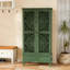 Grande armoire de rangement rustique avec tiroir et portes en bois sculpté, avec des pieds en bois massif pour une organisation élégante.-627794771