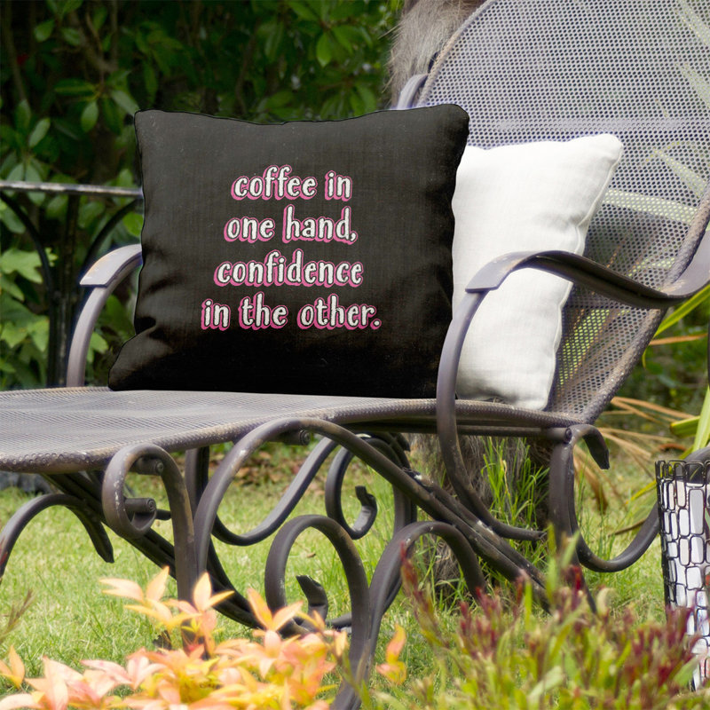 Coussin intérieur/extérieur café et confiance, 16 po x 1 po, Rose