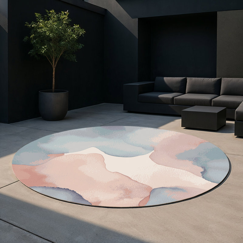 Tapis intérieur et extérieur Whispering Tides, Rond 5 pi