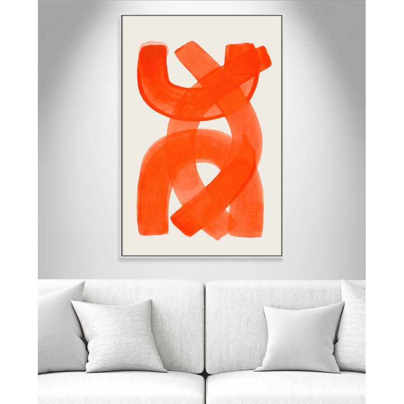 «Orange Strokes Print» par Haniff, Toile avec cadre, 41.5'' W x 61.5'' H, Flotteur blanc