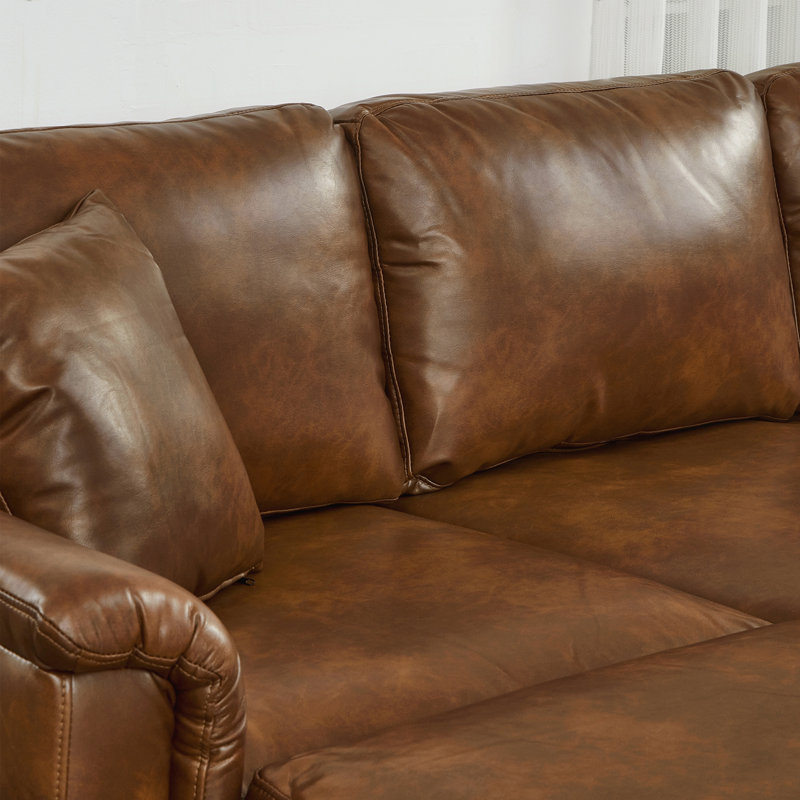 Upholstered Sofa, Brown Faux Leather
