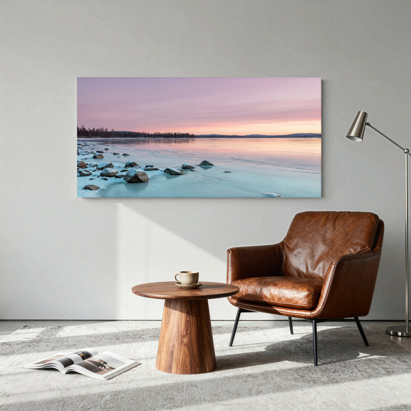 Ensemble de 1 tableau sur toile « Coucher de soleil d'hiver », L 40 po x H 20 po, Wrapped Canvas
