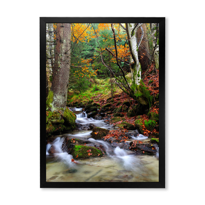 «Beautiful Autumn Forest Waterfall VI», reproduction d'art sur toile traditionnelle, H 12 po x l 8 po x P 1,5 po