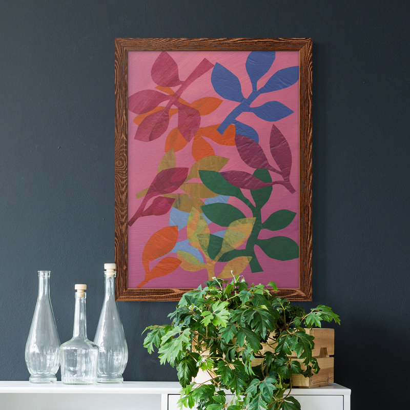 Vivid Stems III - Single Picture Frame Painting on Canvas, Maple Framed, 17" H x 20" W x 1" D
