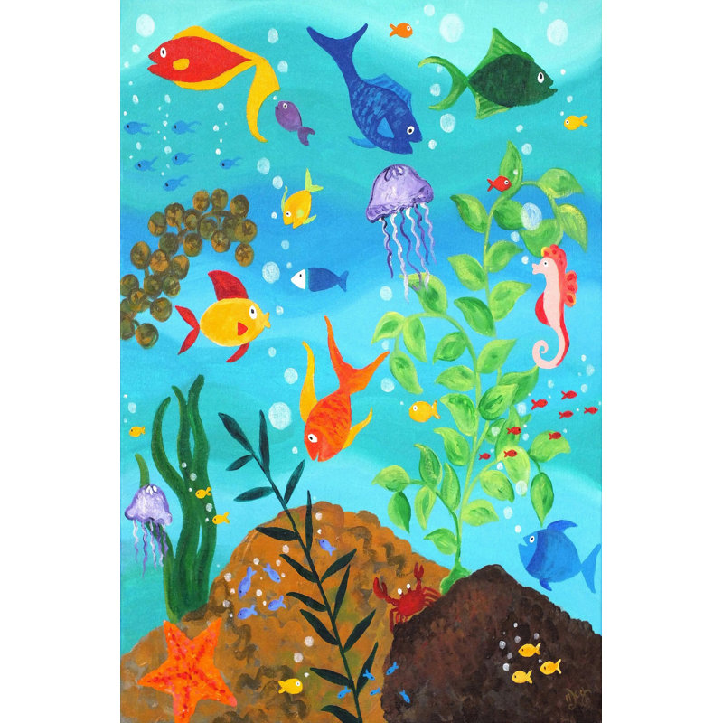 «Happy Fish III», reproduction sur toile tendue, H 30 po x l 20 po