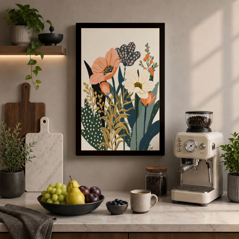 Study Botanical - Wrapped Canvas, 36x24 - 91.4 x 61.0 cm, Terracotta Border