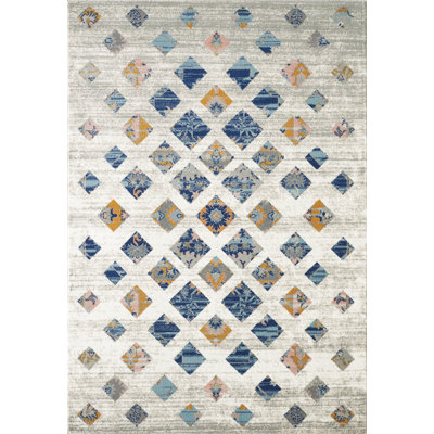 Tapis gris à motif géométrique Elberton