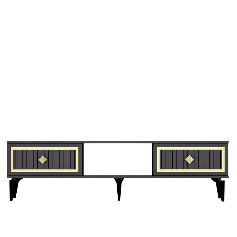 Olivia Unfinished TV Stand for TVs up to 70", Grey/Gold