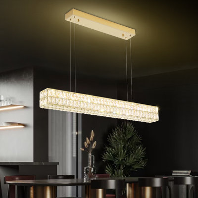 Lustre rectangulaire en cristal 40 po