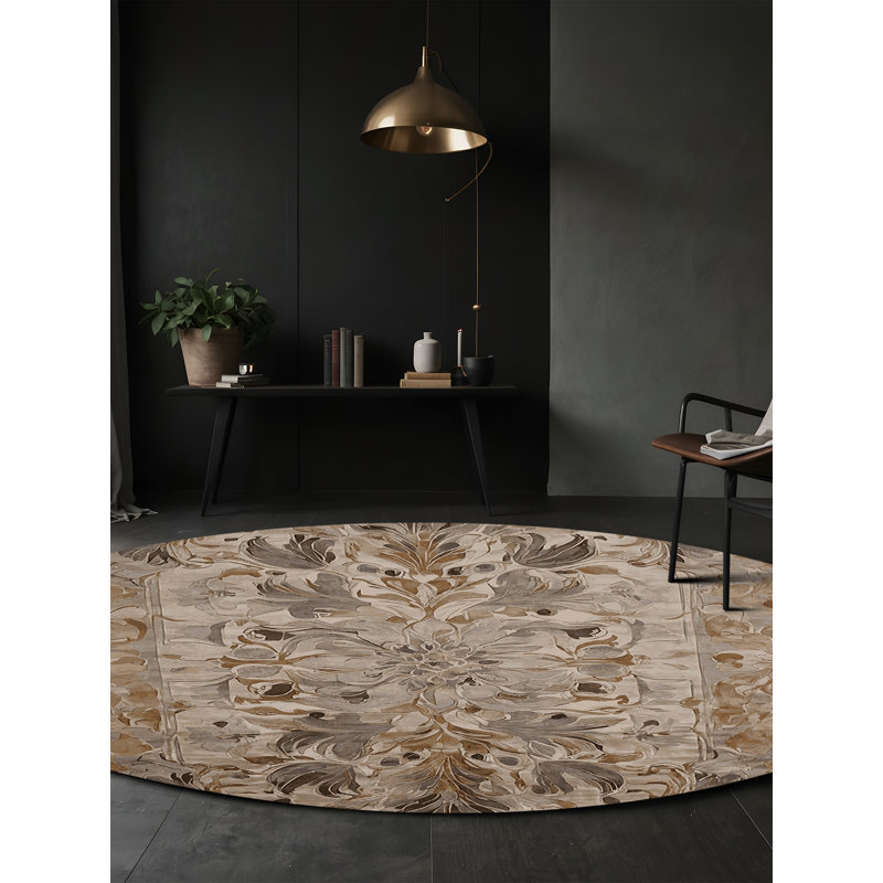 Machine Washable Gray Area Rug, Round 8'