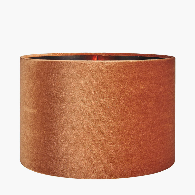 Bow 20cm H Velvet Drum Lamp Shade ( Clip On ), Orange, 20cm H x 30cm W x 30cm D