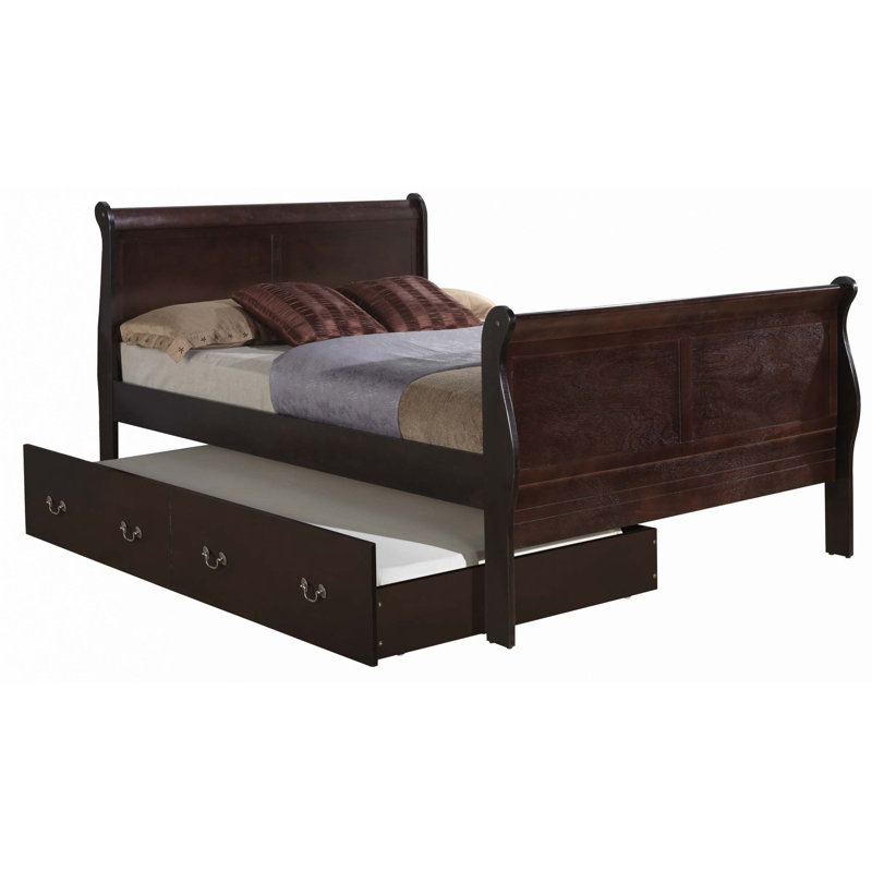 Lit classique avec lit gigogne (lit seulement), Beige, Double