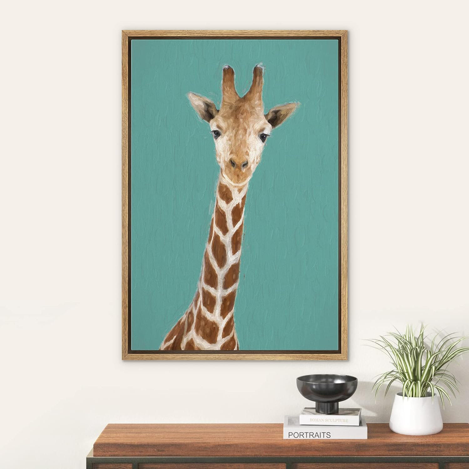 IDEA4WALL Pastel Jungle Safari Giraffe Nature Animalss Portrait Framed On  Canvas Print
