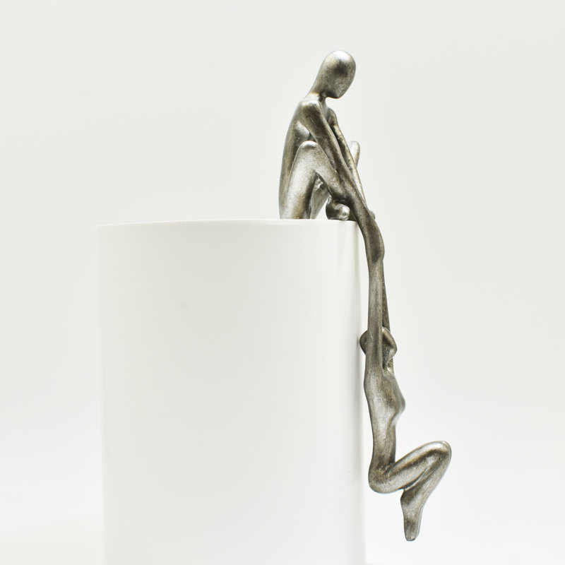 Adam & Friends Home Decor Man Lifting Woman Onto Ledge Sculpture | 1-Piece, Pewter
