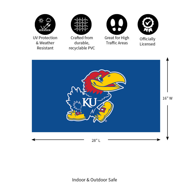 Tapis polychrome en PVC, 16 po x 28 po, Université du Kansas