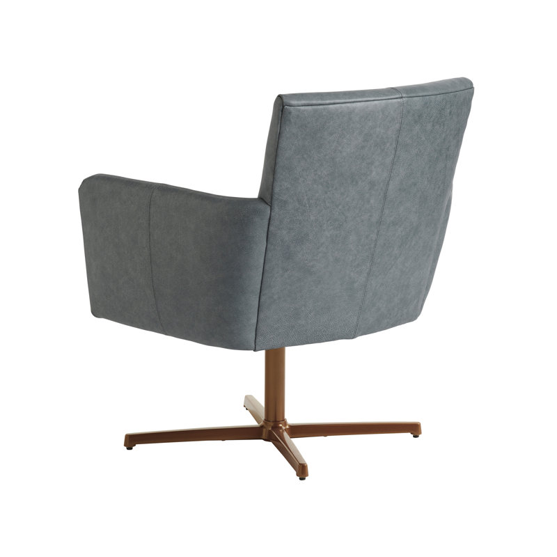 Barclay Butera Upholstery Leather Swivel Armchair, Calais Brass