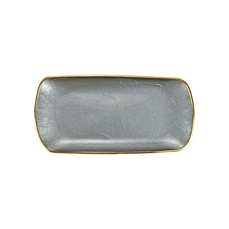VIETRI Metallic Glass Tray, Slate
