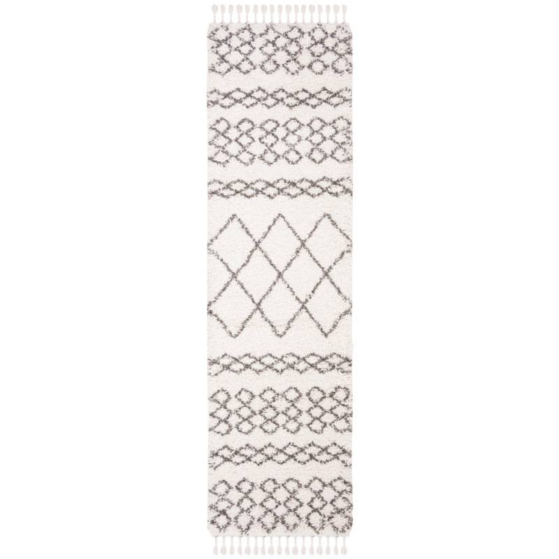 ImraanMoroccan Fringe Shag Performance Geometric Rug, Runner 2'2" x 10'