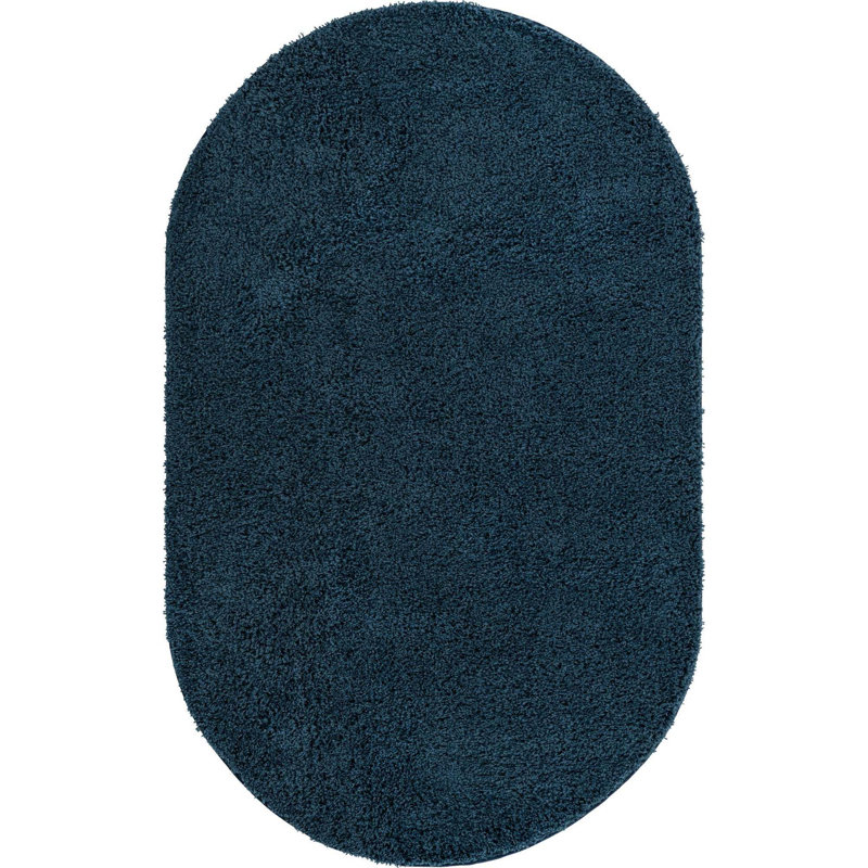 Tapis bleu marine Desirae, Ovale 5 pi x 8 pi