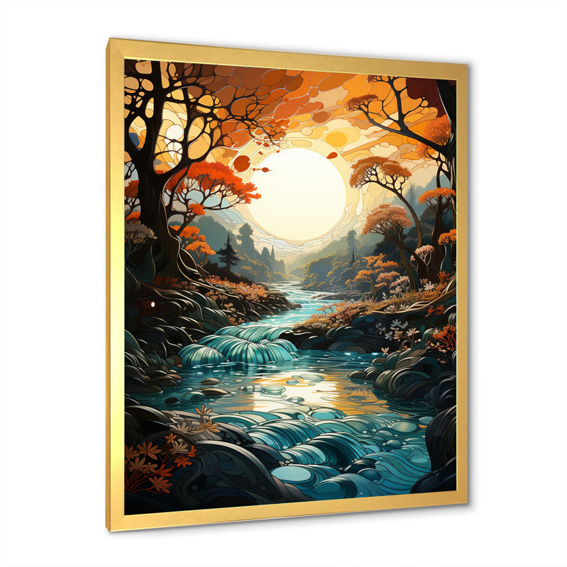 Rivière de la sagesse, Cadre doré simple, H 20 po x l 12 po x P 1 po