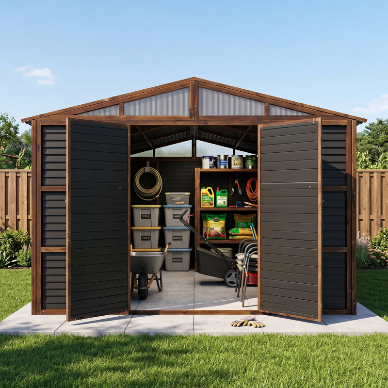 Abri de rangement extérieur en métal de 3 m de large x 3,6 m de profondeur