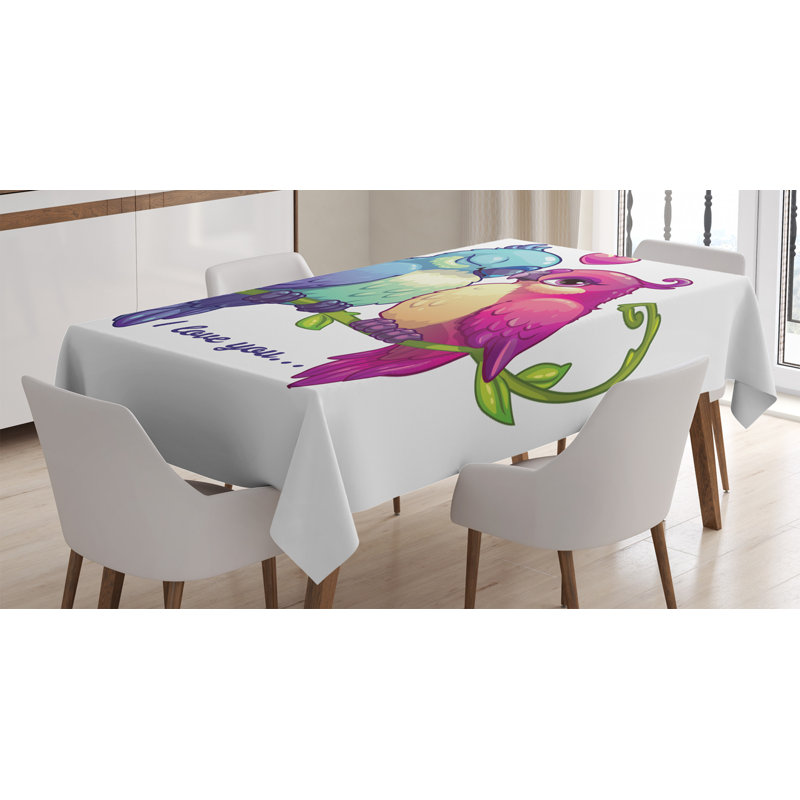 Nappe d’art en perroquet sur la branche avec coeur d’une profondeur mutuelle intime, 90 po x 60 po