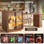 Extendable Kitchen Island Table 122–194.5cm with LED, Glass Cabinet & Drawer