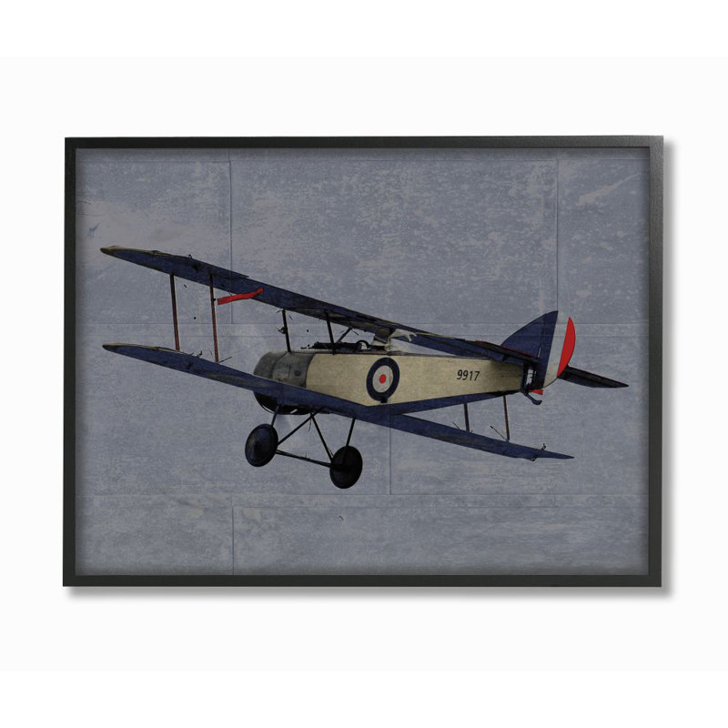 Décoration murale Lepe avion militaire pour enfants, Giclée encadrée noir minuit, H 11 po x l 14 po