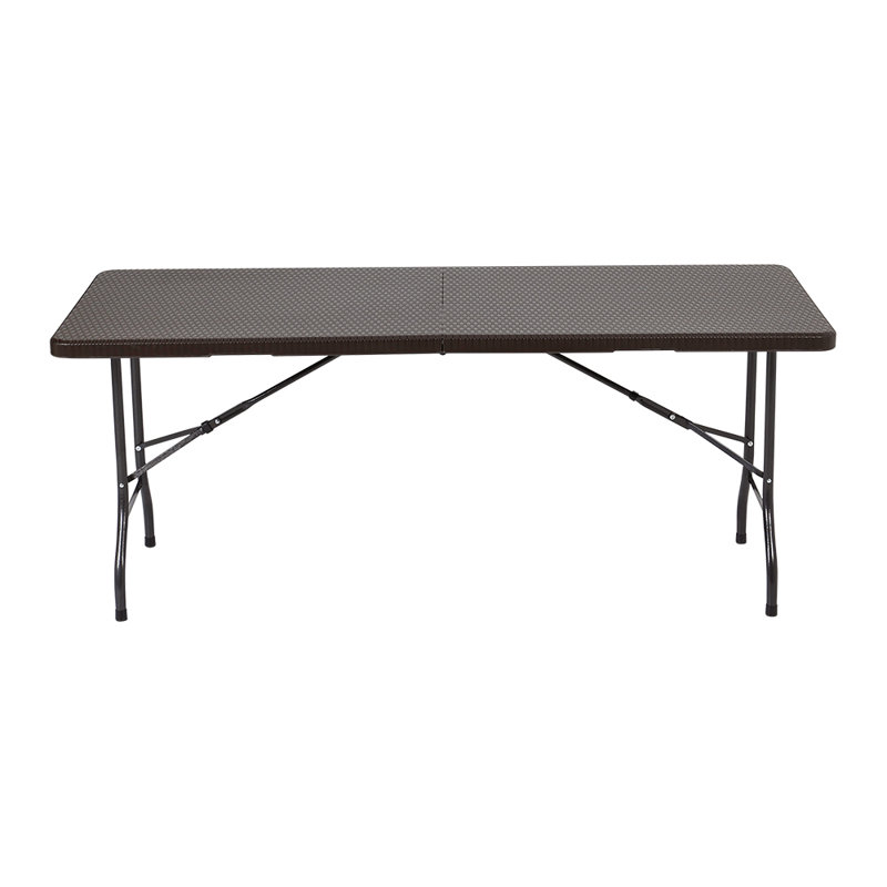 Ayvar Rectangular Metal Folding Outdoor Camping Table , 178cm cm W 74cm cm D, Brown