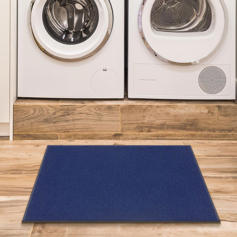 Ottohome Navy Entryway Mat, Rectangle 2'3" x 3', Navy
