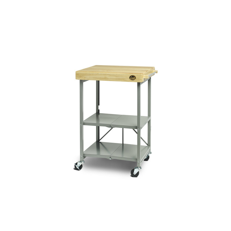 Chariot de cuisine avec plateau en bois