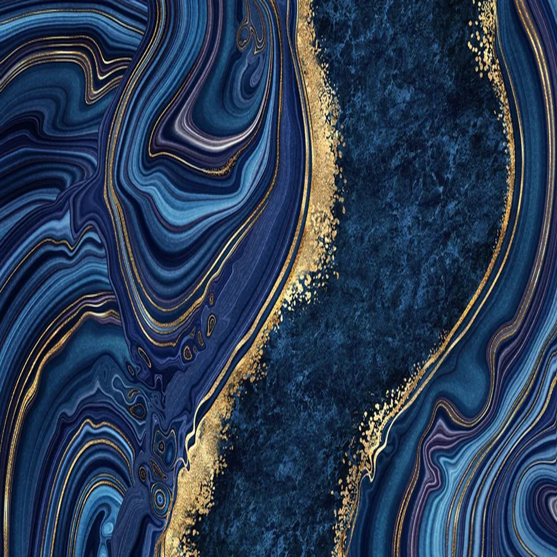 Red Barrel Studio® Blue Navy Agate Marble Wall Mural With Vein Abstract ...
