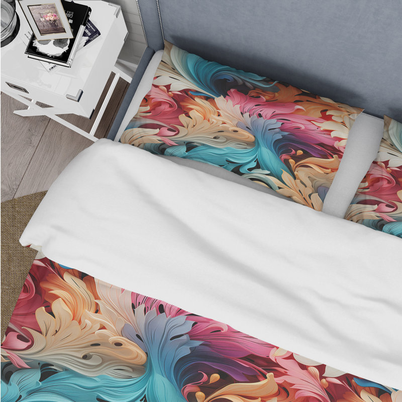 Ensemble de housse de couette à motif cachemire rose et mauve à motif de roses romantiques II