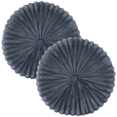 Decorative Round Throw Pillows For Bed Couch - 2 Pieces Handcraft Ruched Pumpkin Pillow,  Soft And Durable Velvet Floor Pillow For Home Decor, Bed Living Room And Sofa