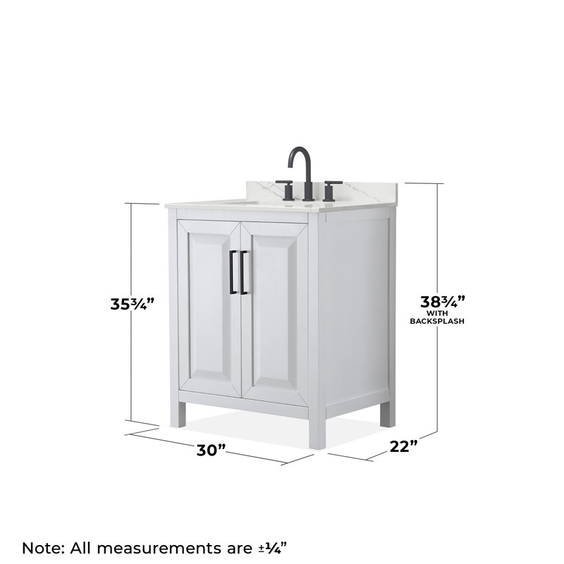 Daria 30'' W Vanity, White, Matte Black, Giotto Quartz