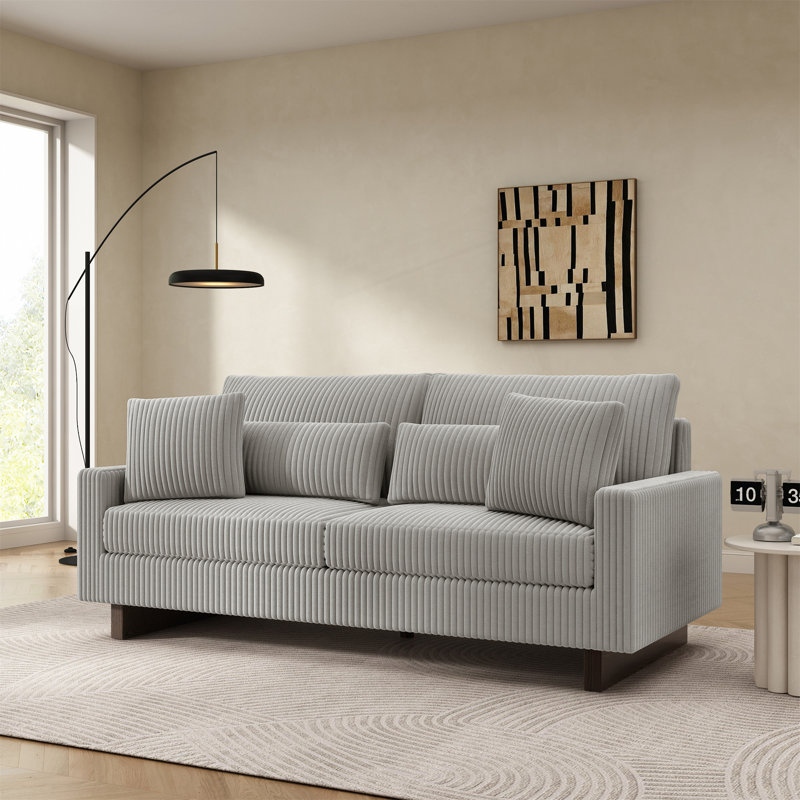 Canapé de 80,3 pouces avec quatre coussins assortis, tissu doux et coussins à haute résilience pour plus de confort et de style