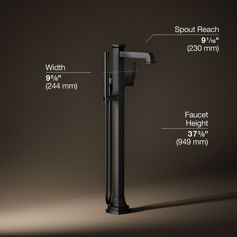 Riff Floor-Mount Bath Filler Trim, Matte Black