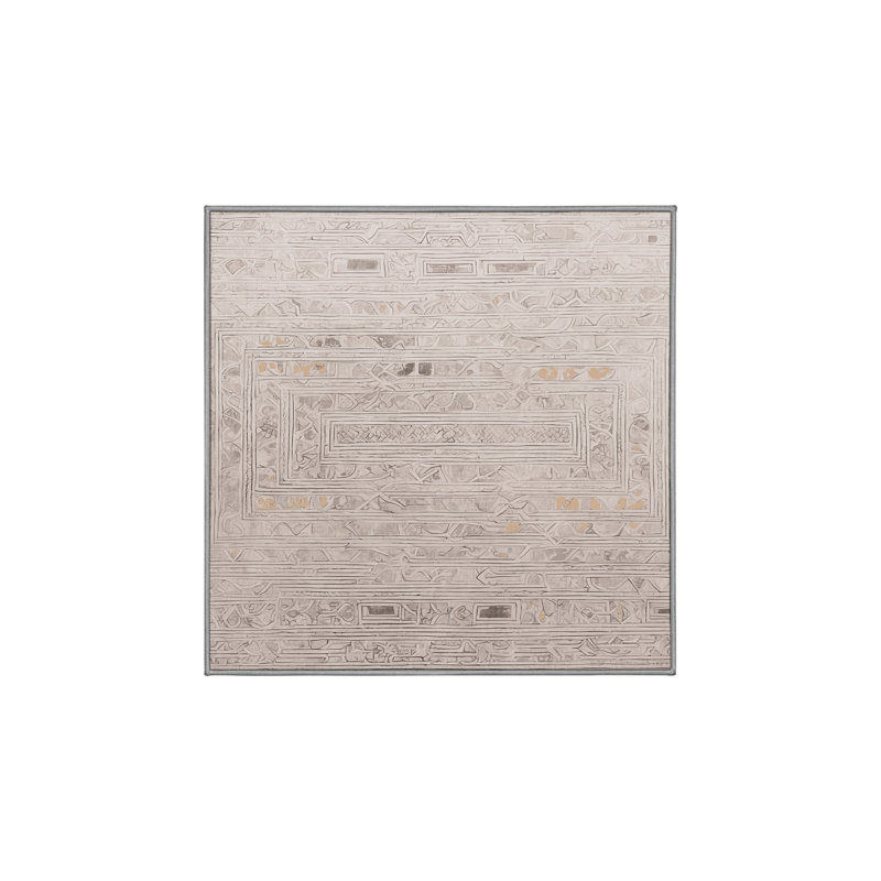 Machine Washable Gray Area Rug, Square 5'