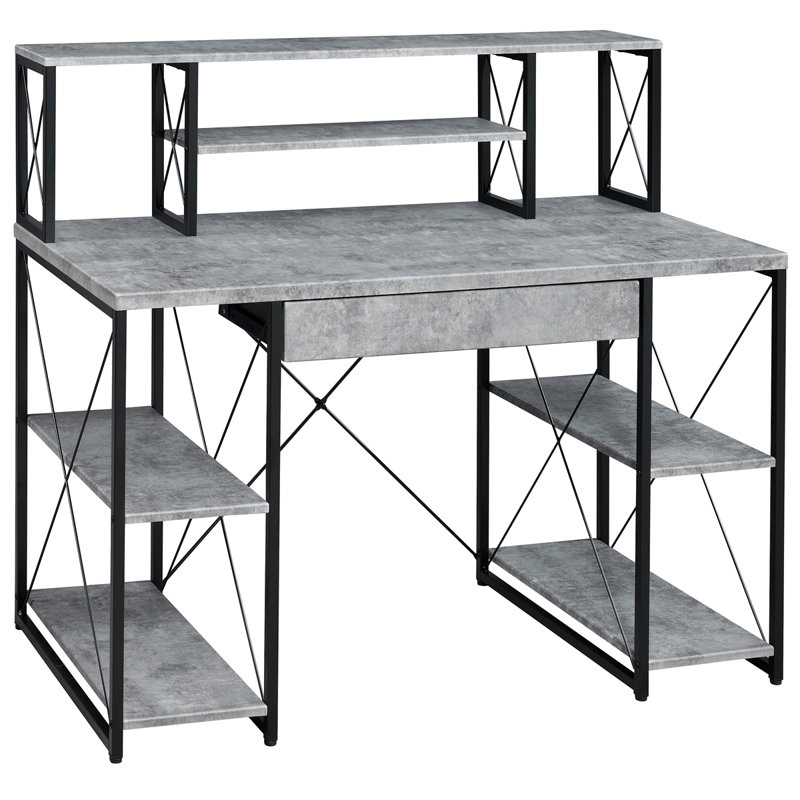 Bureau avec tablettes ouvertes et huche