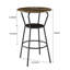 Ensemble de table de bar ronde et de tabouret avec tablette, tabouret rembourré avec dossier, brun rustique, l 24,17 po x P 24,17 po x H 36,02 po