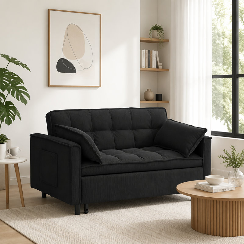 54.3'' Corduroy Sofa, Black